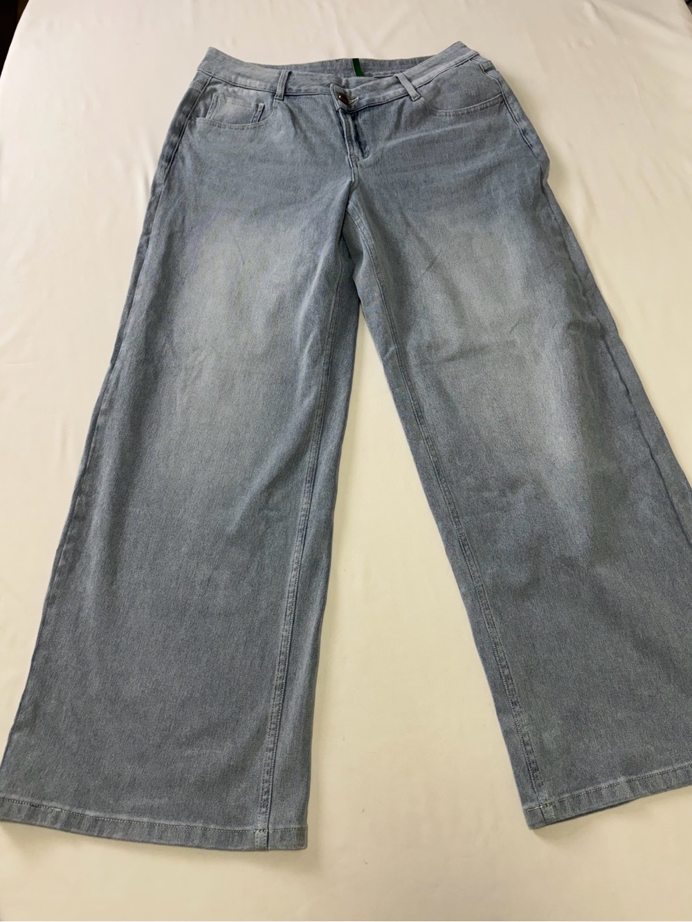 HALARA Asymmetrical Light Blue Wide-Leg Denim Jeans